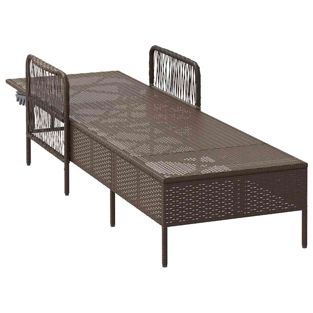 Sun lounger Reclining Brown 157 x 55 x 92cm Poly Rattan