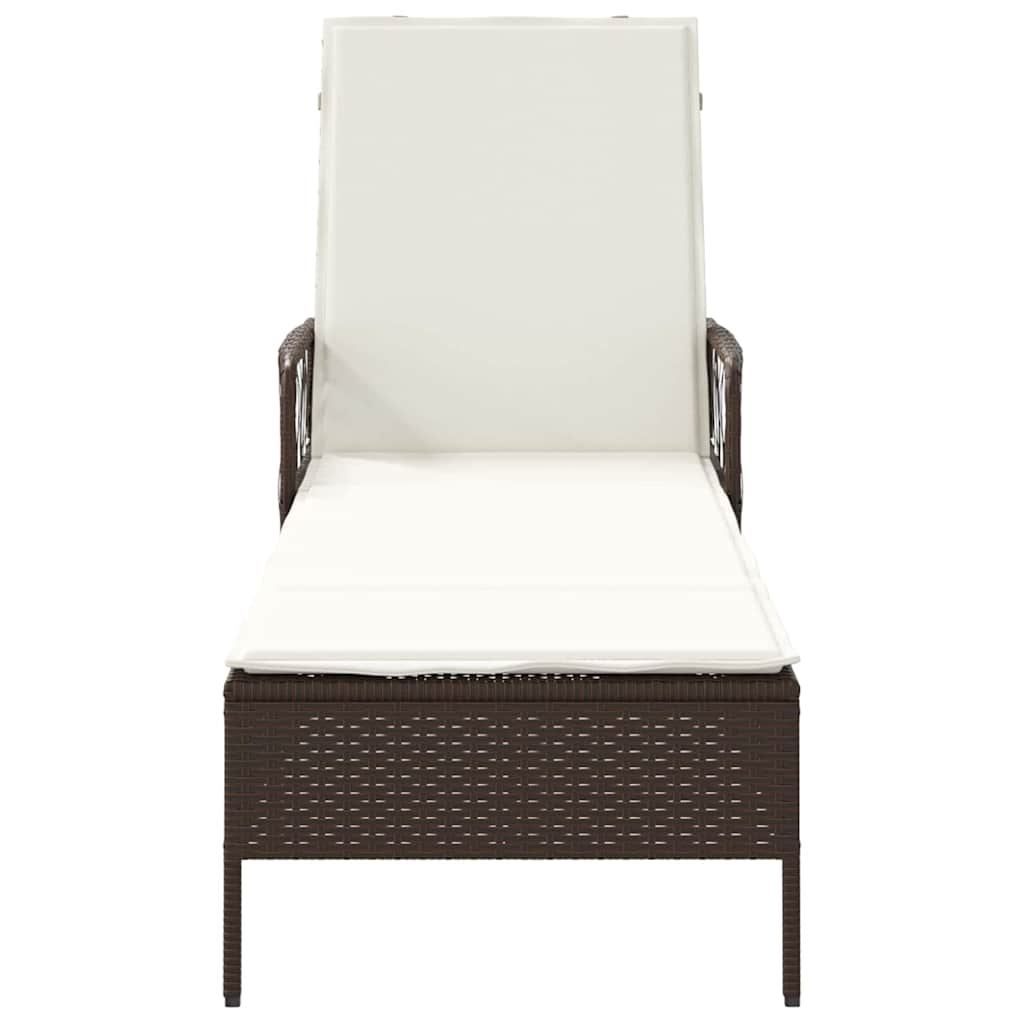 Sun lounger Reclining Brown 157 x 55 x 92cm Poly Rattan