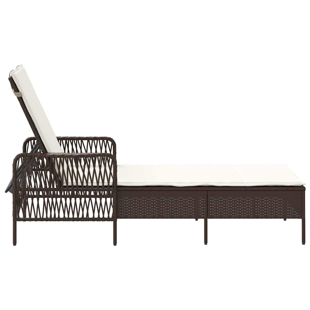 Sun lounger Reclining Brown 157 x 55 x 92cm Poly Rattan