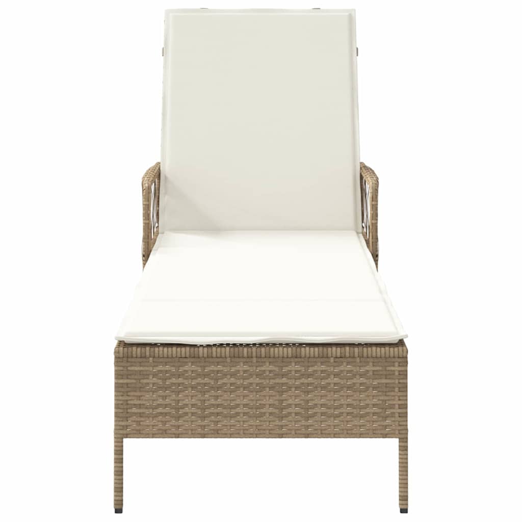 Sun lounger Reclining Beige 157 x 55 x 92cm Poly Rattan
