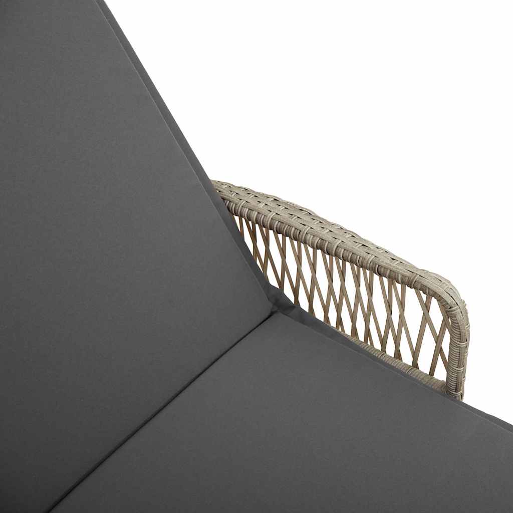 Sun lounger Reclining Light Grey 157 x 55 x 92cm Poly Rattan