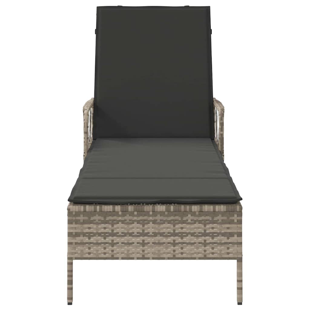 Sun lounger Reclining Light Grey 157 x 55 x 92cm Poly Rattan