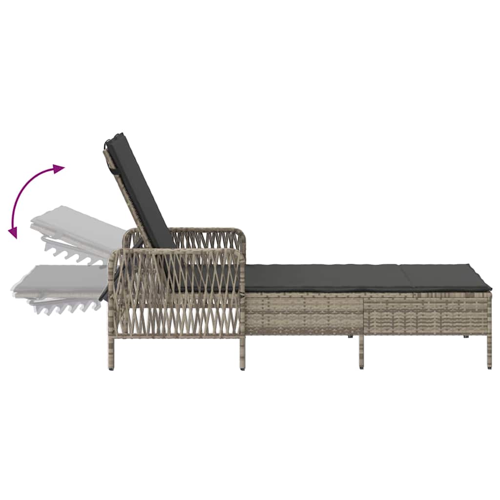 Sun lounger Reclining Light Grey 157 x 55 x 92cm Poly Rattan