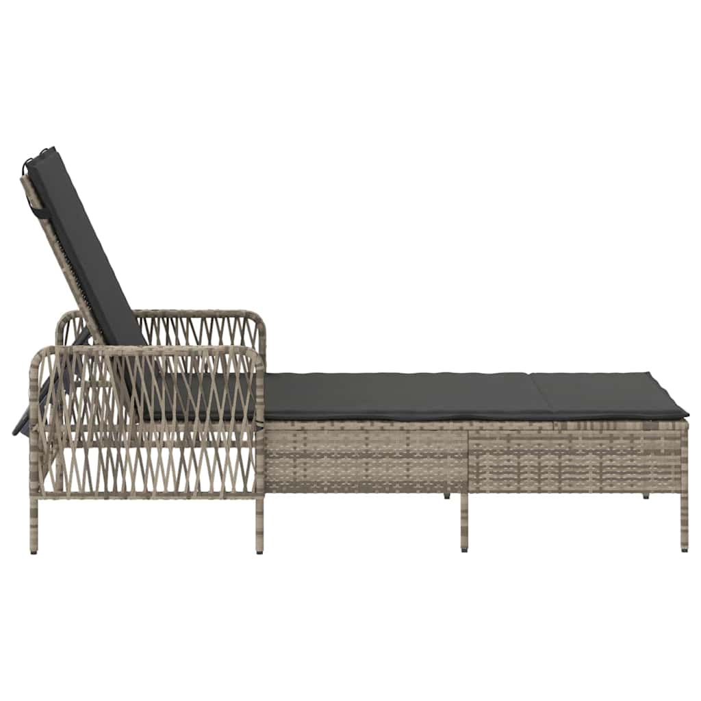 Sun lounger Reclining Light Grey 157 x 55 x 92cm Poly Rattan