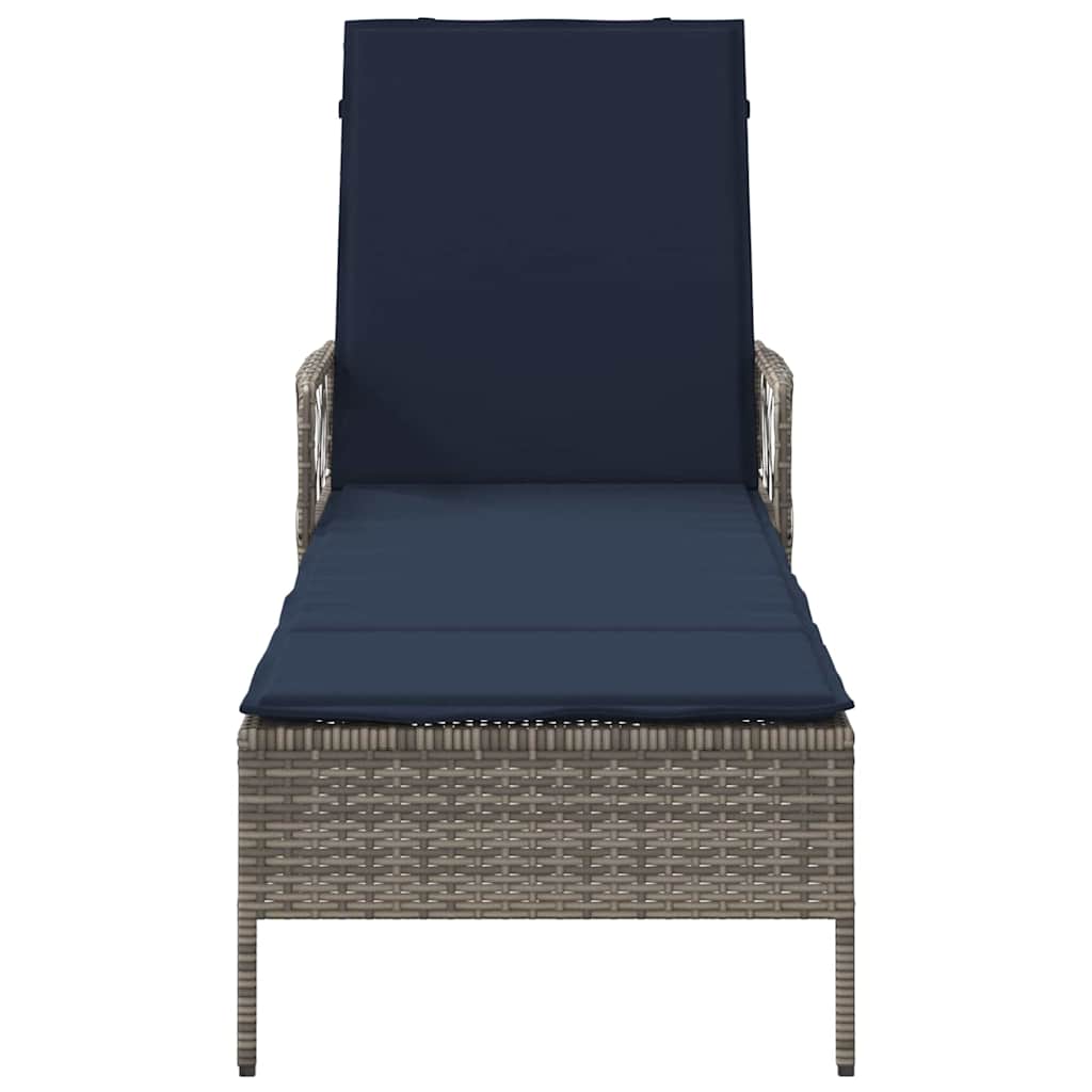 Sun lounger Reclining 1-person Grey 157 x 55 x 92cm Poly Rattan
