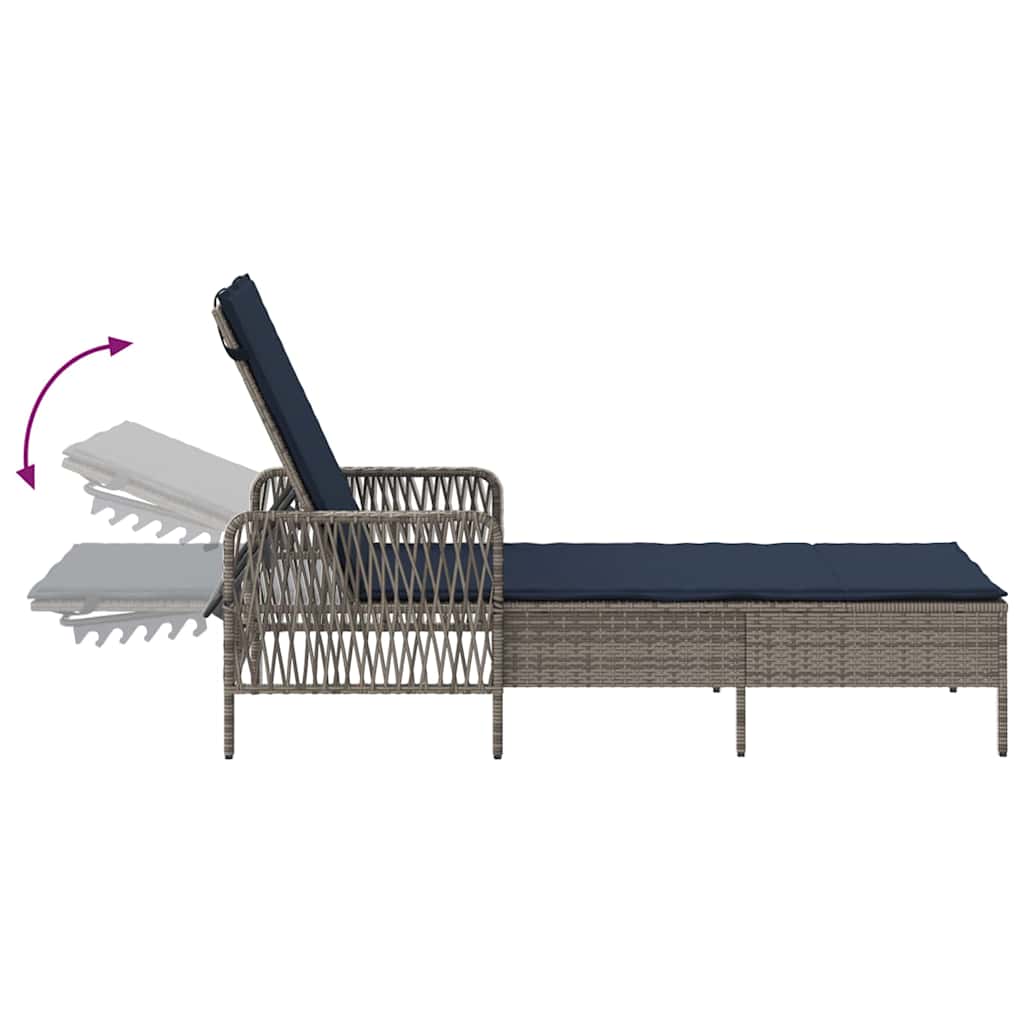 Sun lounger Reclining 1-person Grey 157 x 55 x 92cm Poly Rattan