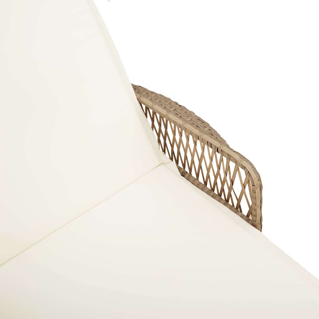 Sun lounger Reclining 2 pcs Beige 35 x 35 x 32cm Poly Rattan