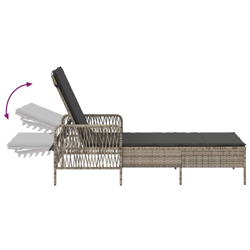 Sun lounger 2 pcs Light Grey 35 x 35 x 32cm Poly Rattan