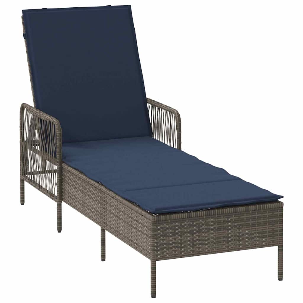 Sun lounger Reclining 2 pcs Grey 35 x 35 x 32cm Poly Rattan