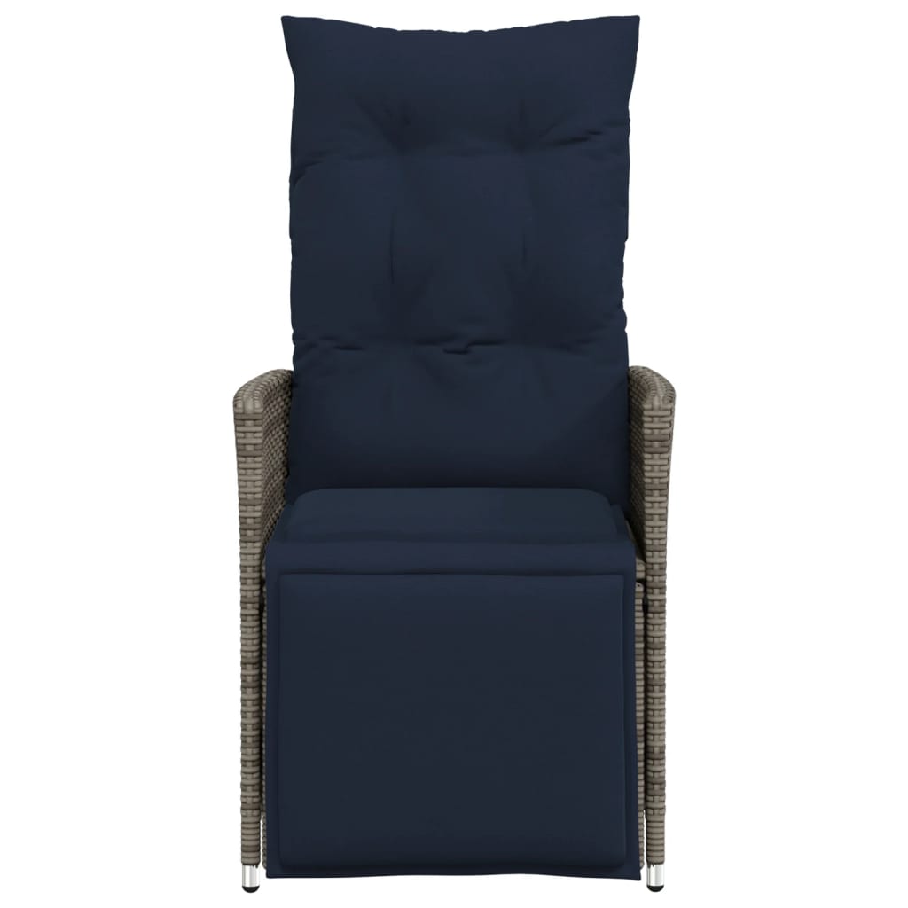 Reclining Garden Chairs 2 pcs with Cushions Grey Poly Rattan