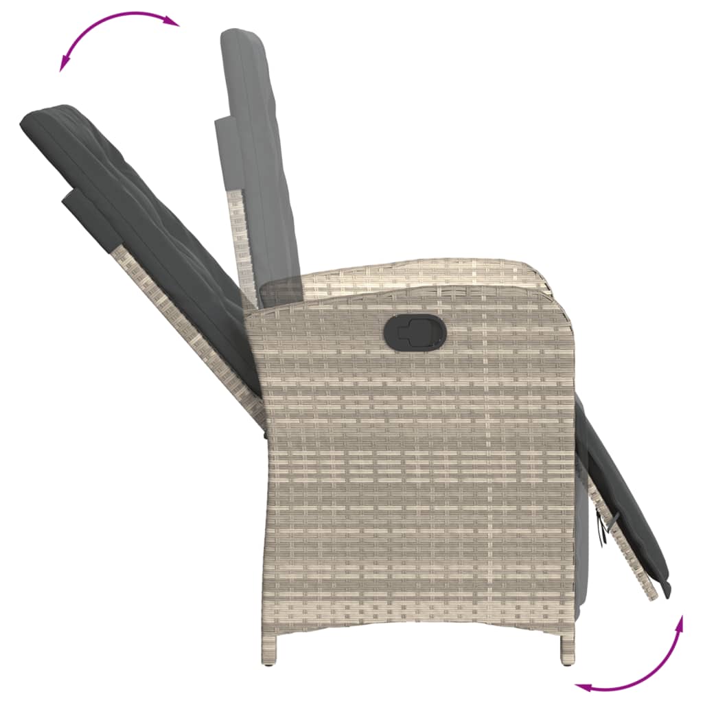 7 Piece Garden Dining Set with Cushions Light Grey Poly Rattan