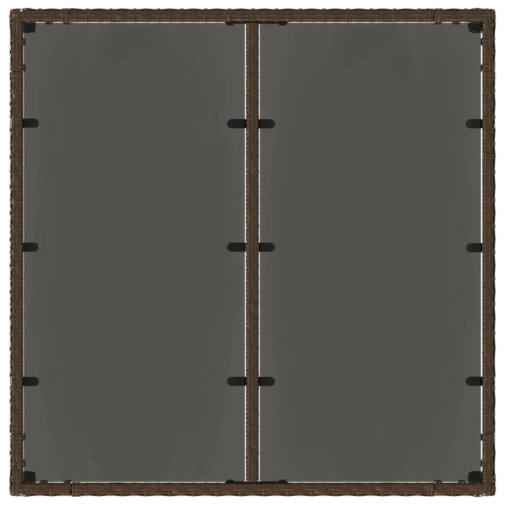 Garden Table with Glass Top Brown 90x90x75 cm Poly Rattan