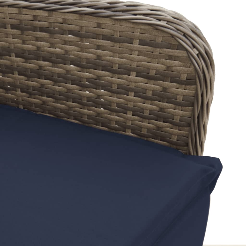 Reclining Garden Chairs 2 pcs with Cushions Grey Poly Rattan