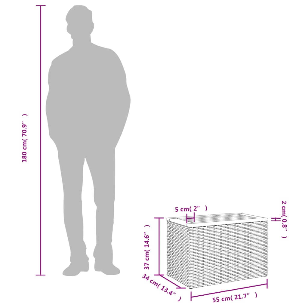 Garden Side Tables 2pcs Beige 55x34x37cm Poly Rattan Solid Wood