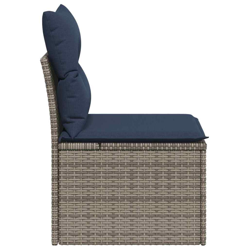 Garden Sofa with Cushion 3 pcs Grey Poly rattan