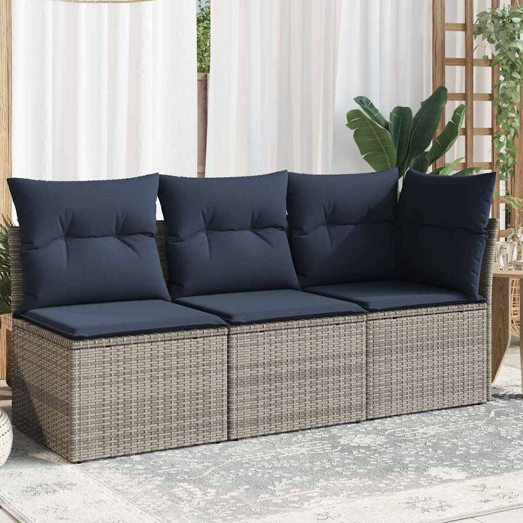 Garden Sofa with Cushion 8 pcs Grey and beige Poly rattan