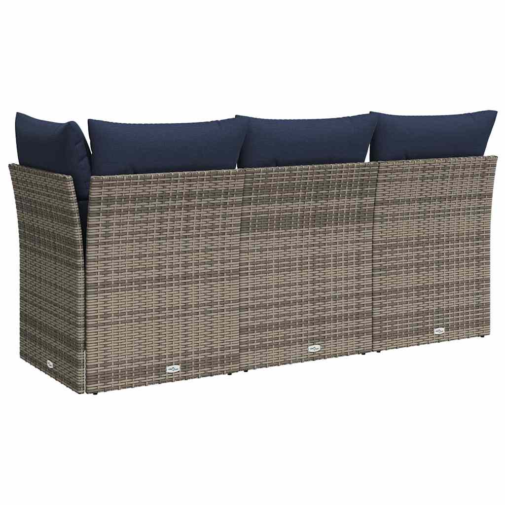 Garden Sofa with Cushion 8 pcs Grey and beige Poly rattan