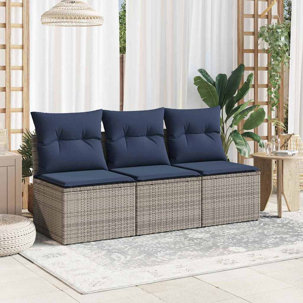 Garden Sofa with Cushion 7 pcs Grey and beige Poly rattan