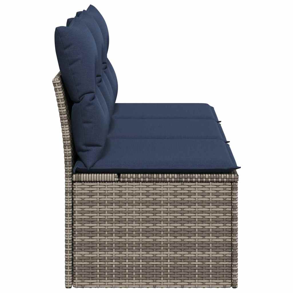 Garden Sofa with Cushion 7 pcs Grey and beige Poly rattan