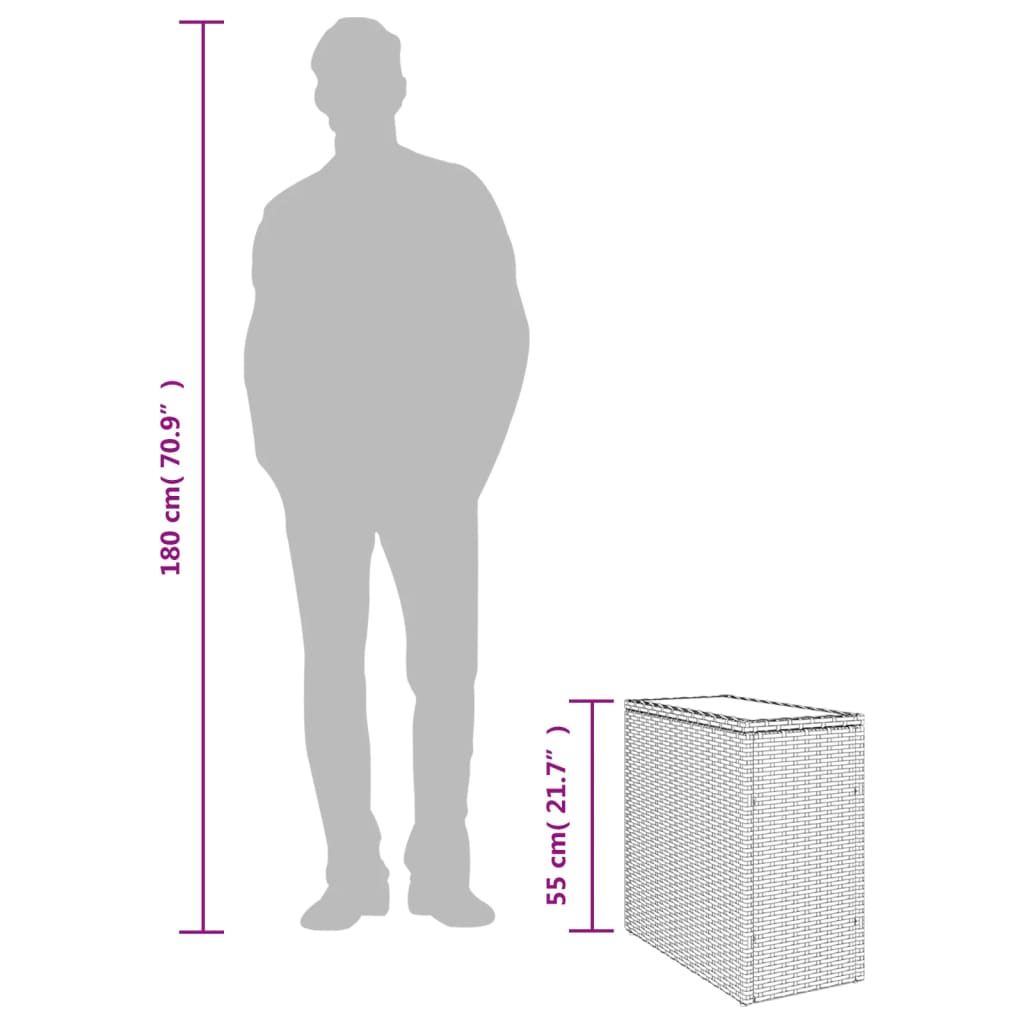 Garden Side Table with Glass Top Light Grey 58x27.5x55 cm Poly Rattan