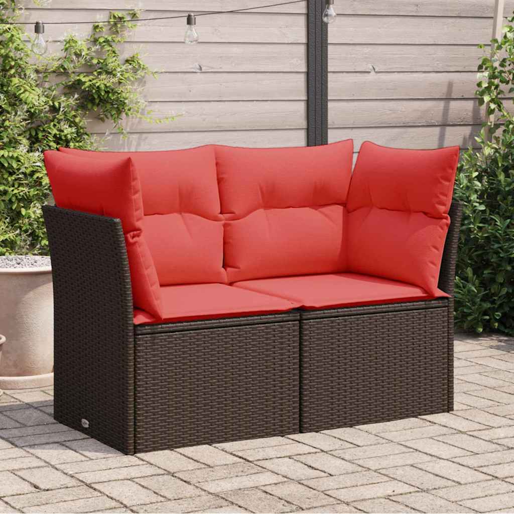 Garden Sofa with Cushion Brown 124 x 62 x 69cm Poly Rattan