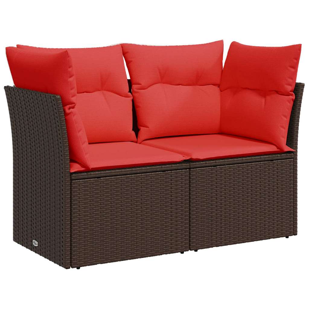 Garden Sofa with Cushion Brown 124 x 62 x 69cm Poly Rattan