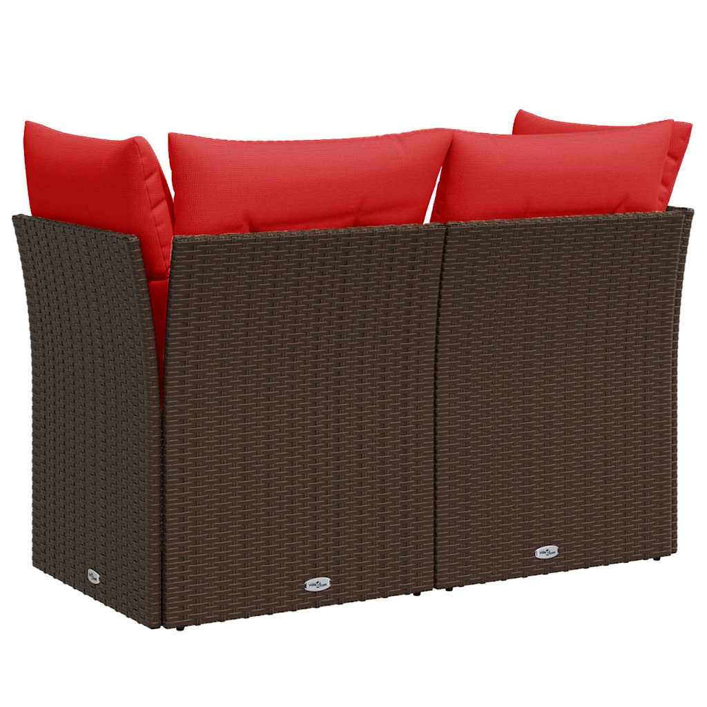 Garden Sofa with Cushion Brown 124 x 62 x 69cm Poly Rattan