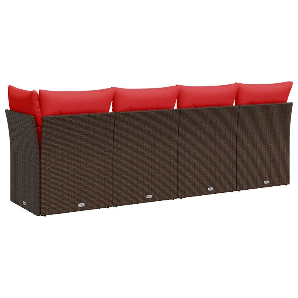 Garden Sofa with Cushion Brown 227 x 62 x 69cm Poly Rattan