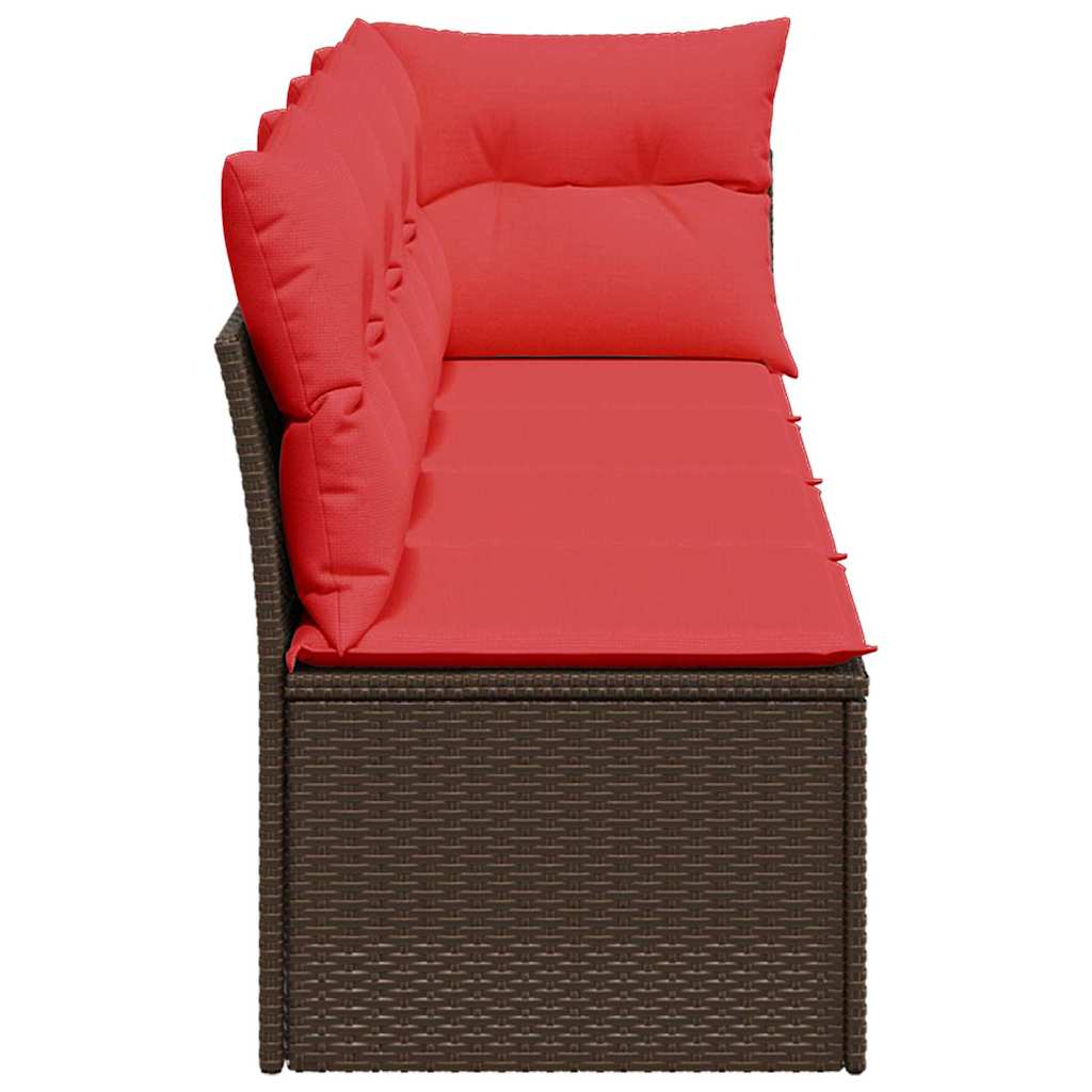 Garden Sofa with Cushion Brown 227 x 62 x 69cm Poly Rattan