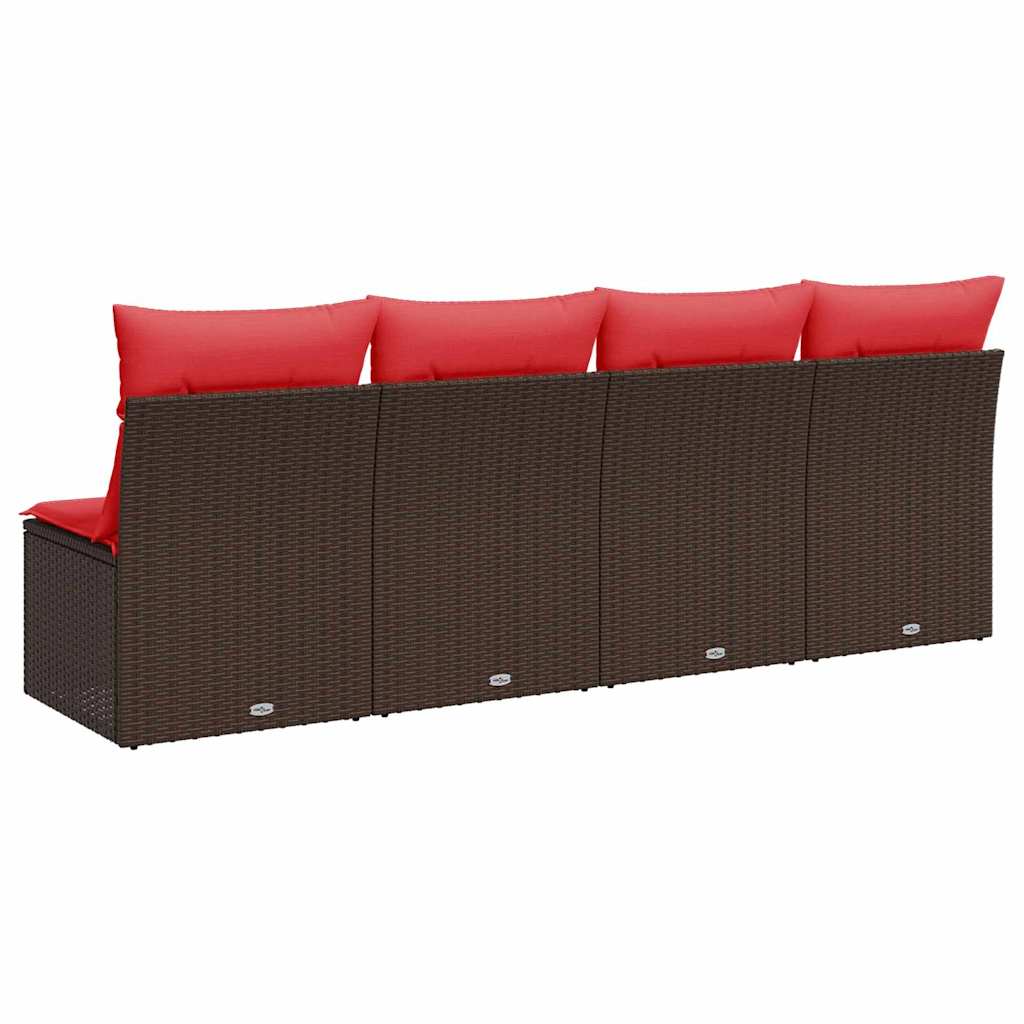 Garden Sofa with Cushion Brown 220 x 62 x 69cm Poly Rattan