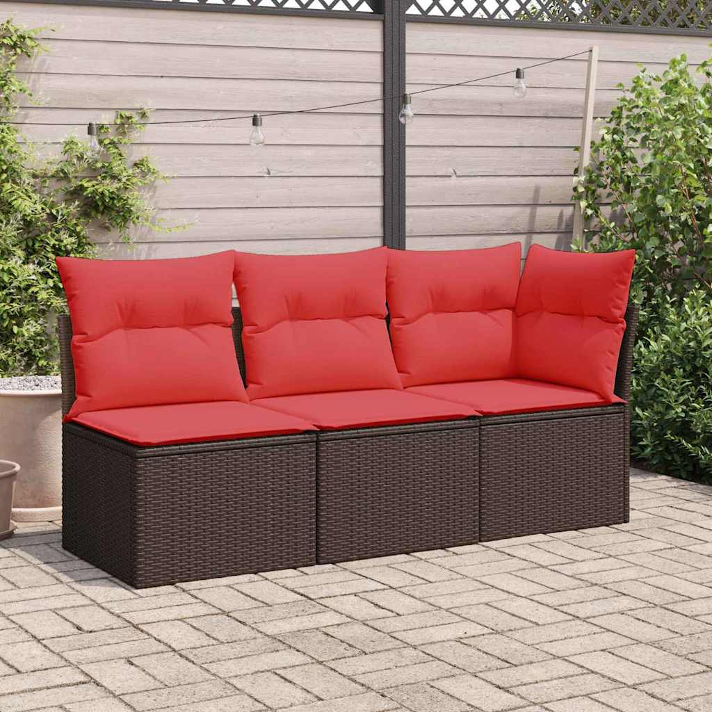 Garden Sofa with Cushion Brown 62 x 62 x 69 cm Poly rattan