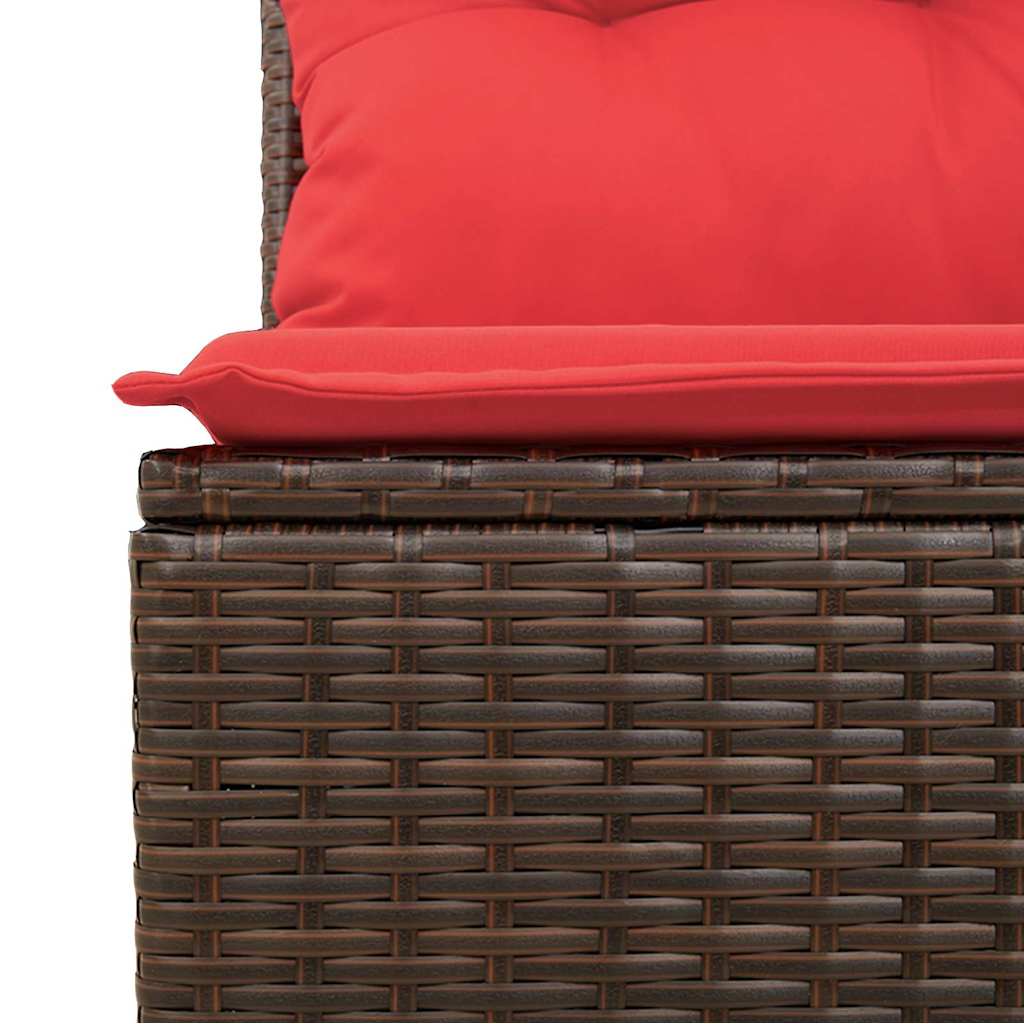 Garden Sofa with Cushion 7 pcs Brown and red Poly rattan