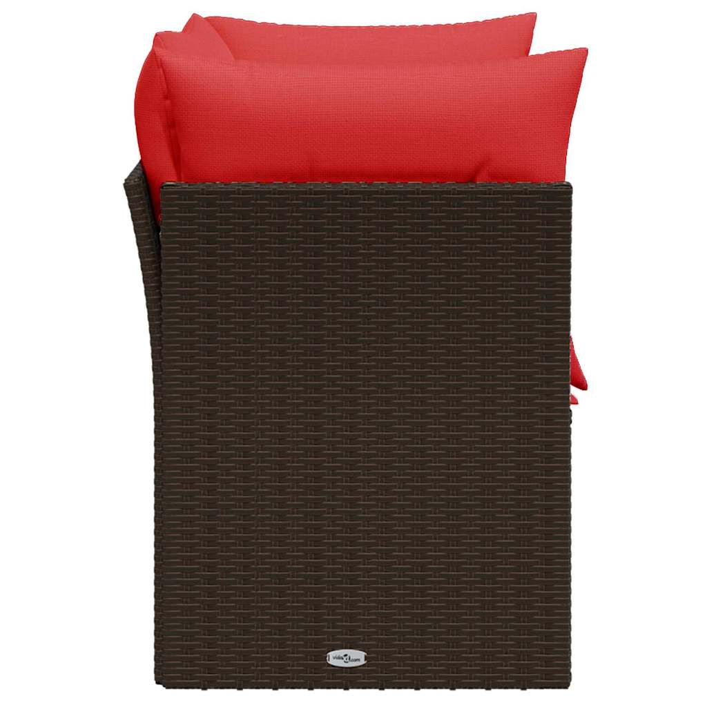 Garden Sofa with Cushion 7 pcs Brown and red Poly rattan