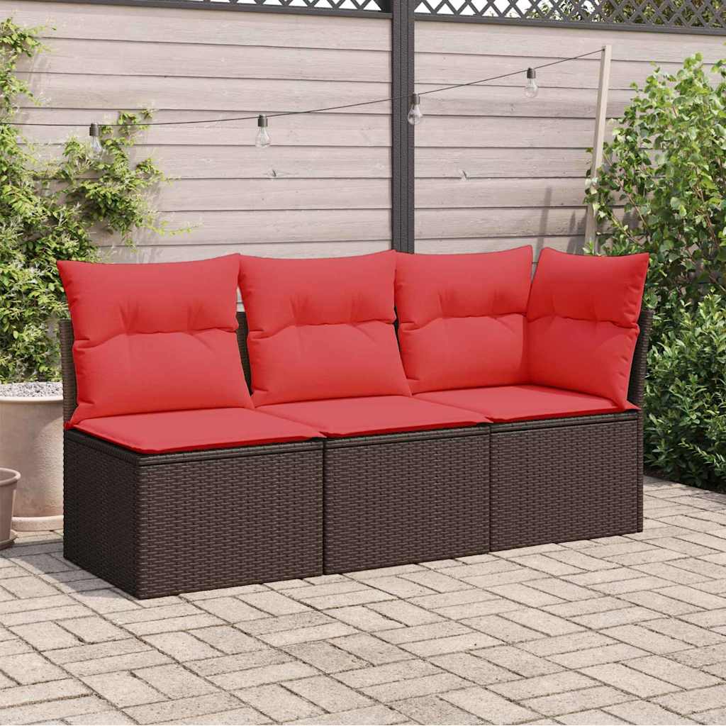 Garden Sofa with Cushion 8 pcs Brown and red Poly rattan