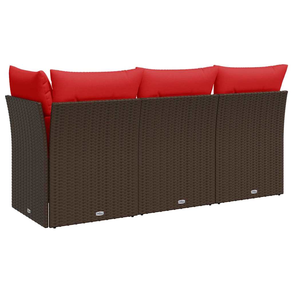 Garden Sofa with Cushion 8 pcs Brown and red Poly rattan
