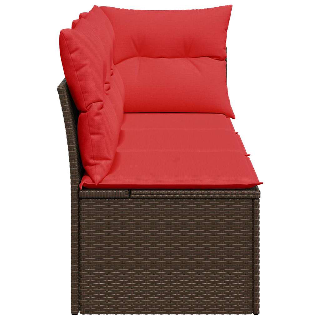 Garden Sofa with Cushion 8 pcs Brown and red Poly rattan