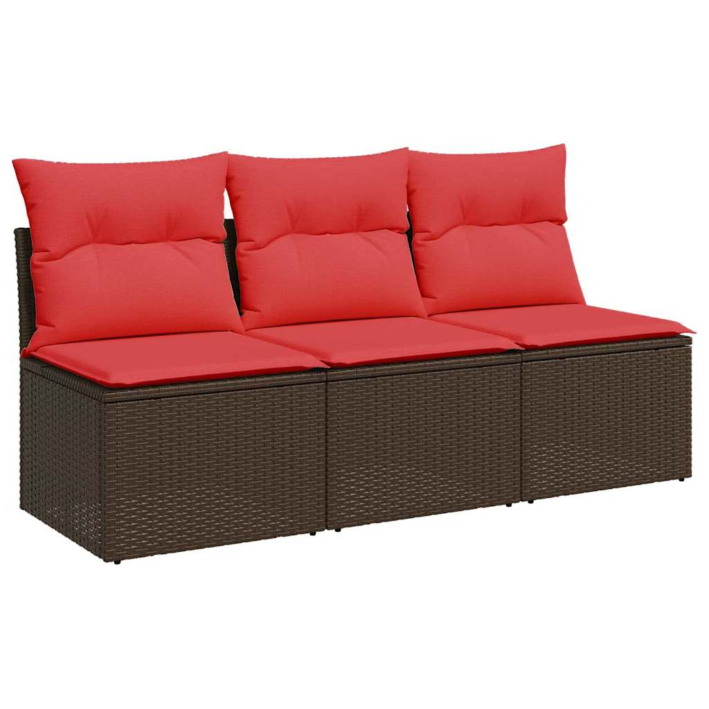 Garden Sofa with Cushion 7 pcs Brown Poly rattan