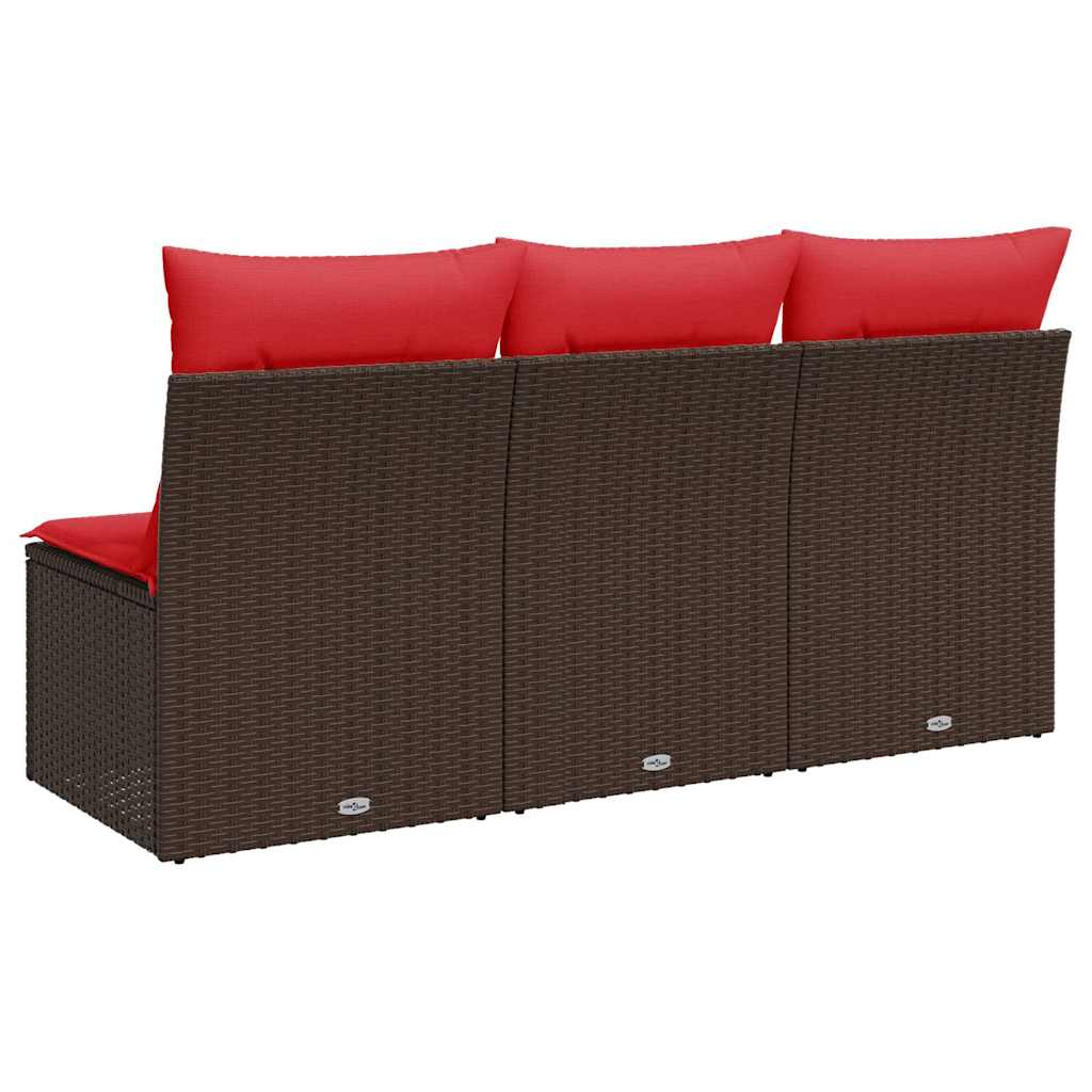 Garden Sofa with Cushion 7 pcs Brown Poly rattan