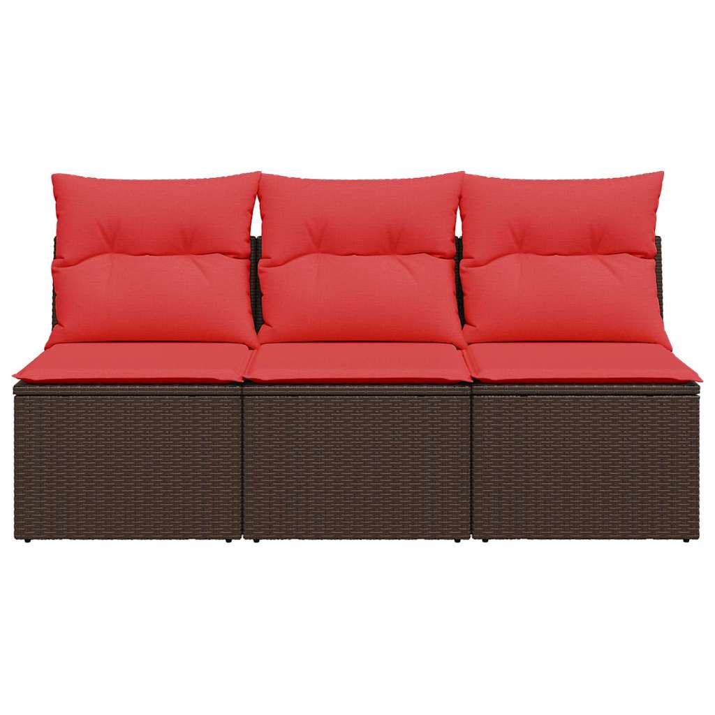 Garden Sofa with Cushion 7 pcs Brown Poly rattan