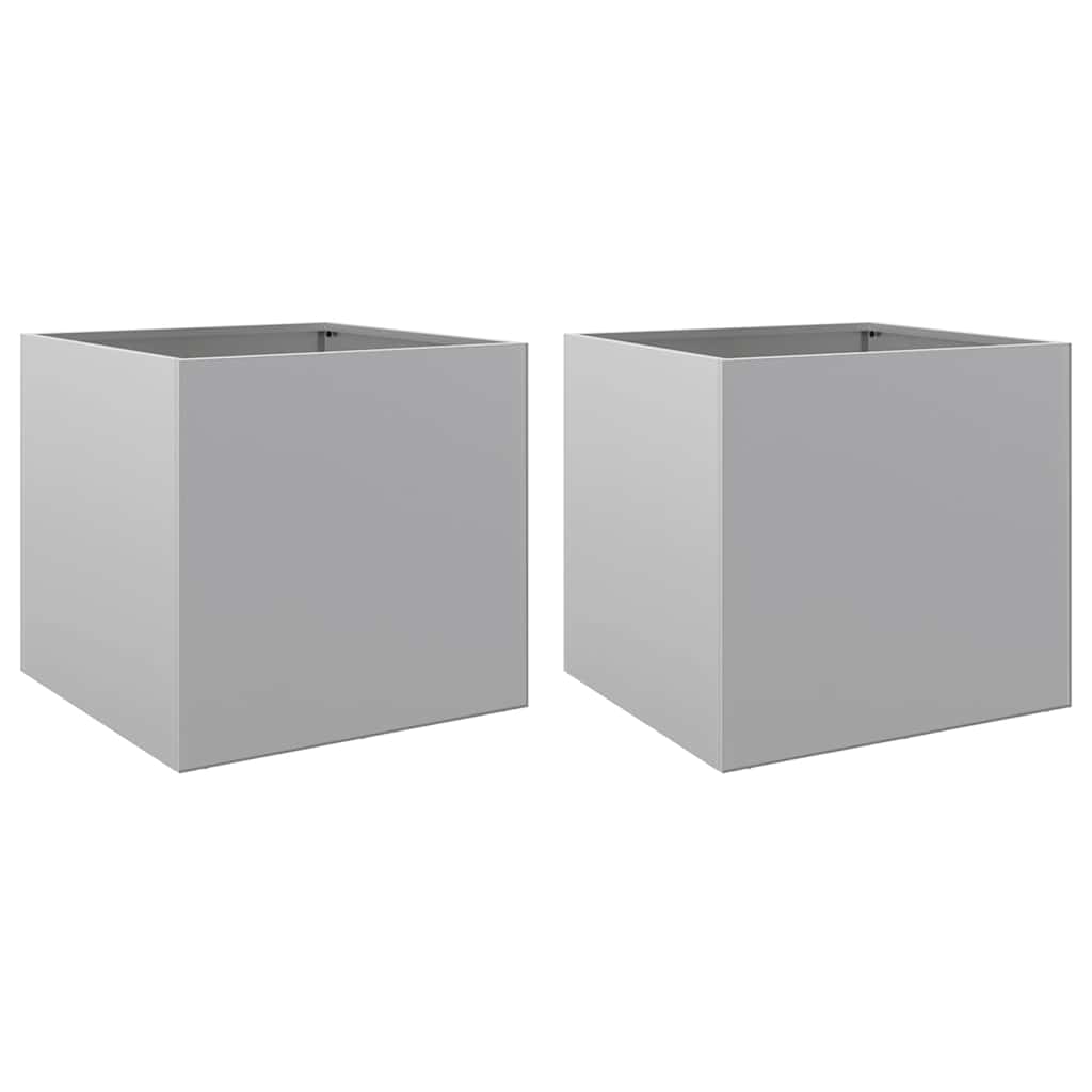 Planters 2 pcs Silver 49x47x46 cm Galvanised Steel