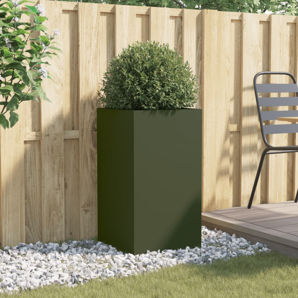 Planter Olive Green 42x38x75 cm Steel