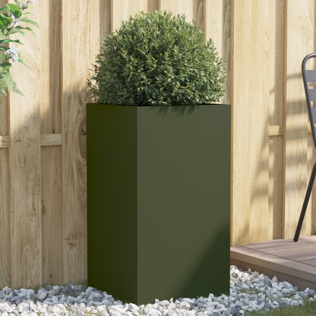 Planter Olive Green 42x38x75 cm Steel