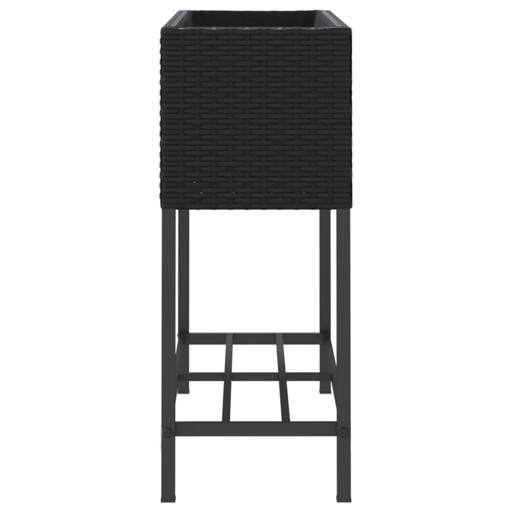 Garden Planters with Shelf 2 pcs Black 70x28x70 cm Poly Rattan