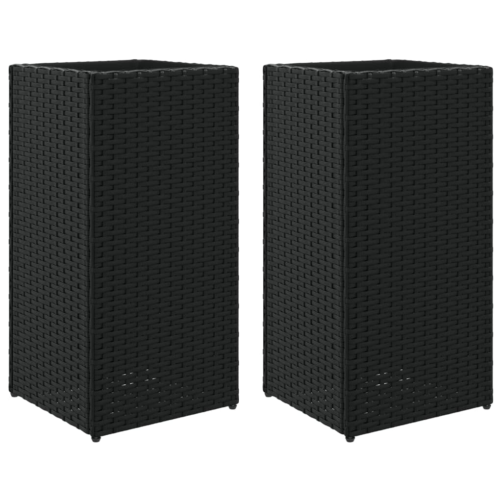 Garden Planters 2 pcs Black 30x30x60 cm Poly Rattan
