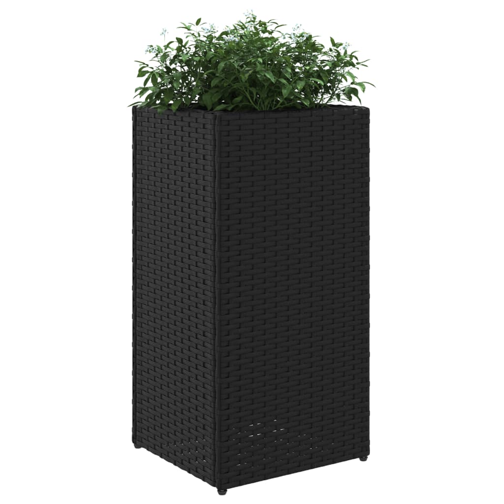 Garden Planters 2 pcs Black 30x30x60 cm Poly Rattan
