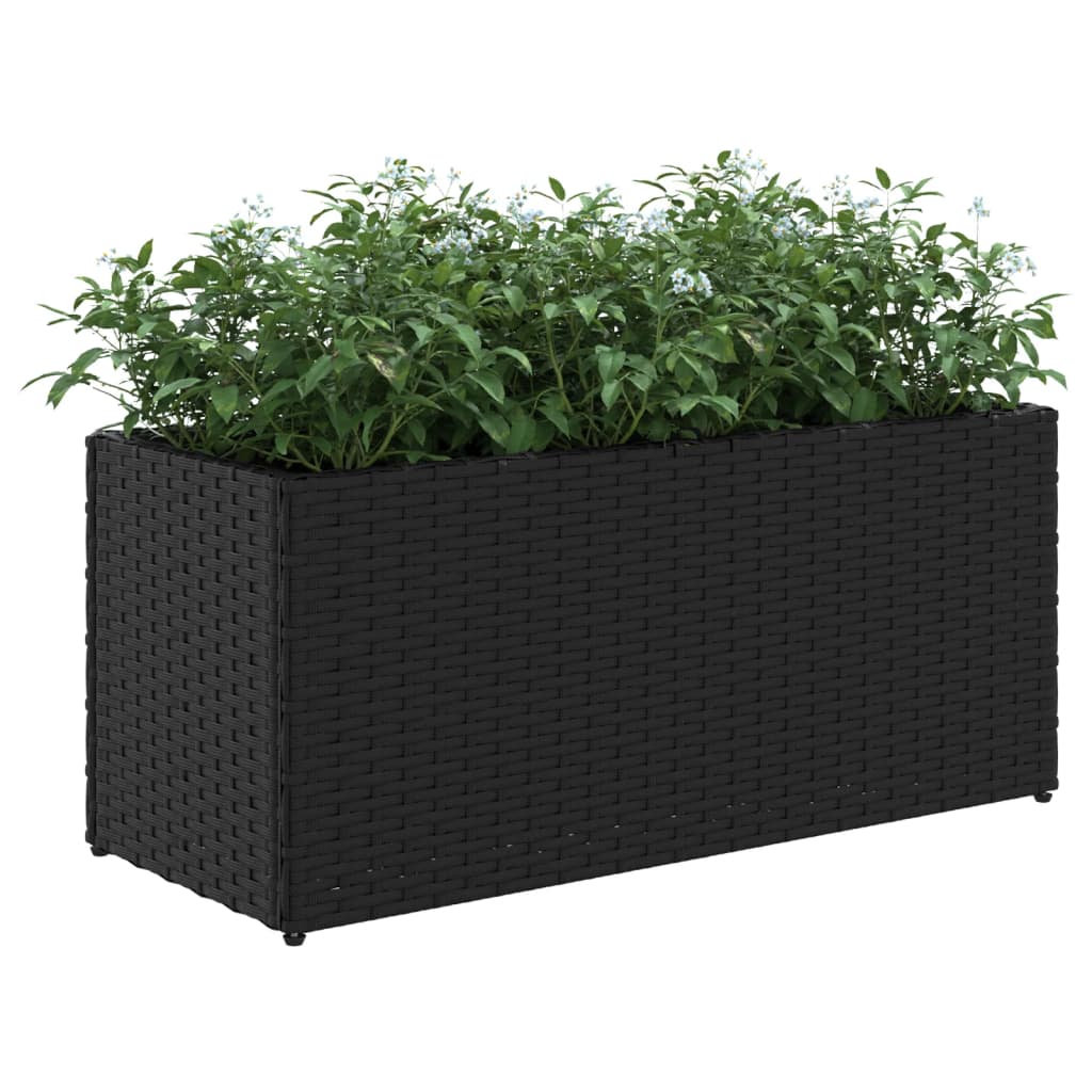 Garden Planters with 2 Pots 2 pcs Black 72x30x32 cm Poly Rattan