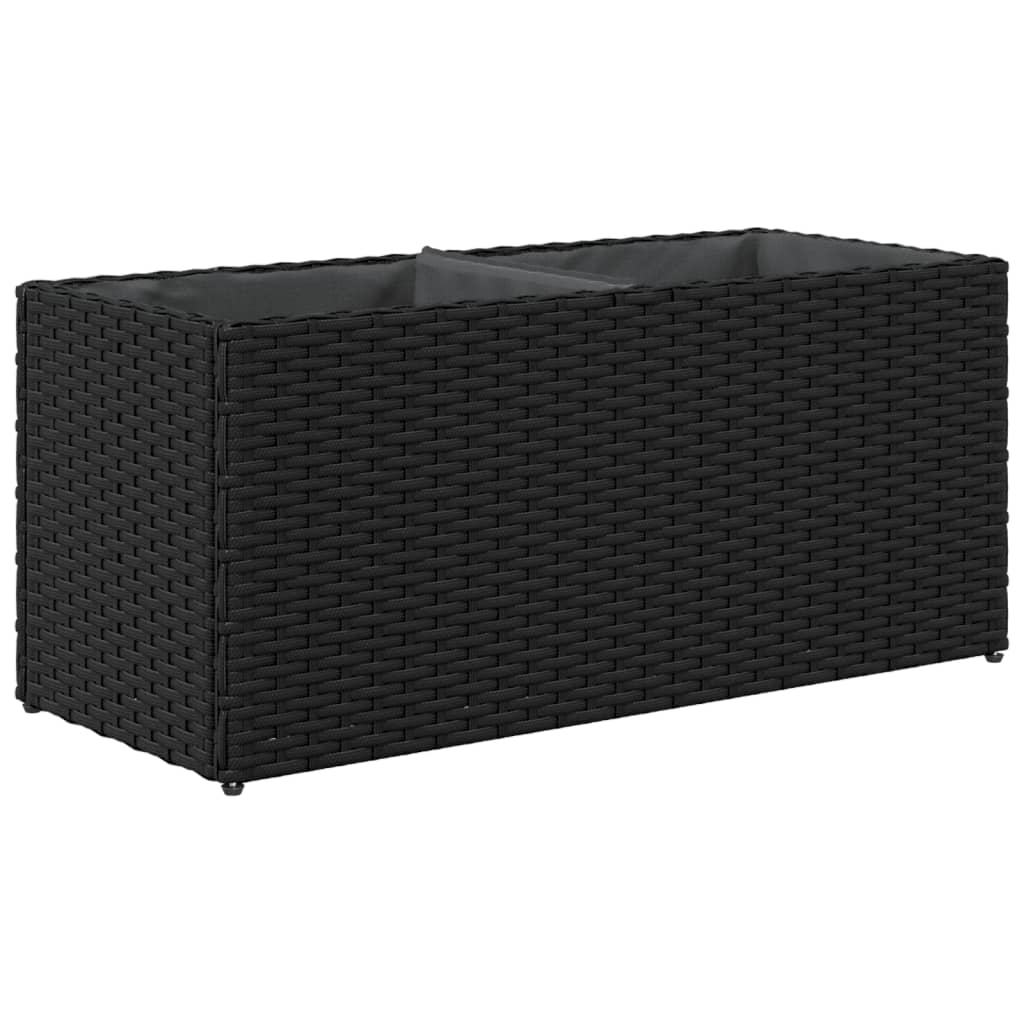 Garden Planters with 2 Pots 2 pcs Black 72x30x32 cm Poly Rattan