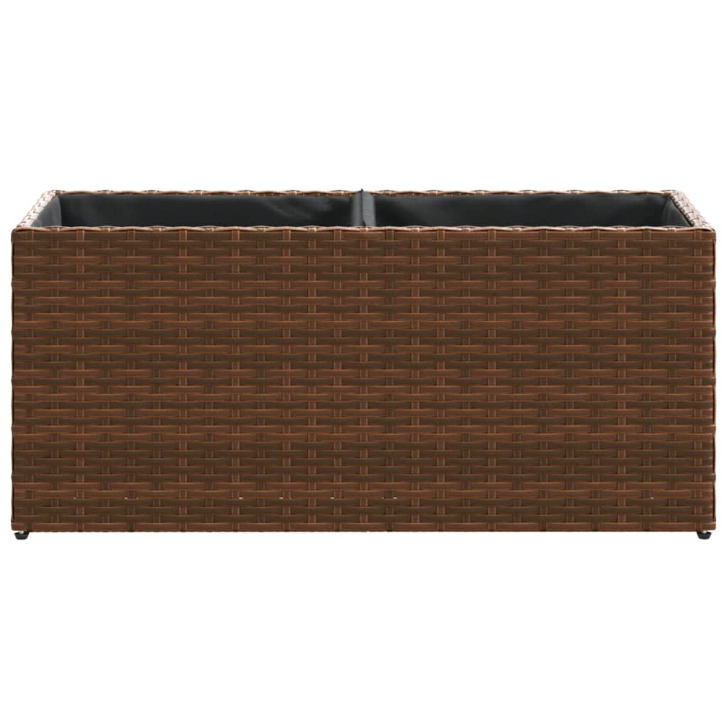 Garden Planters with 2 Pots 2 pcs Brown 72x30x32 cm Poly Rattan