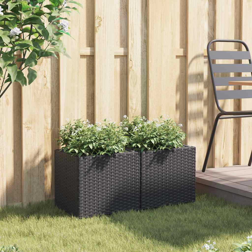 Garden Planters 2 pcs Black 36x30x32 cm Poly Rattan