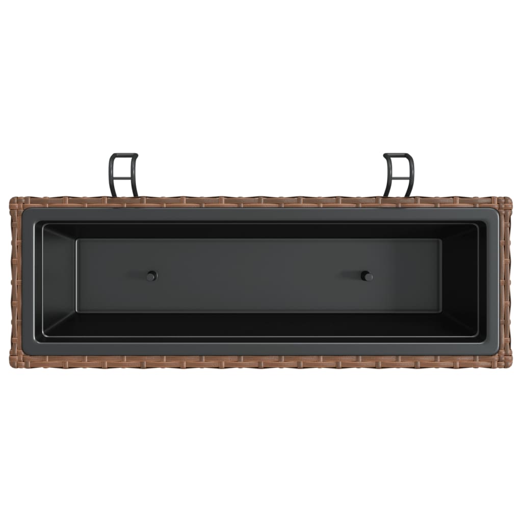 Planters with hooks 2 pcs Brown Poly Rattan